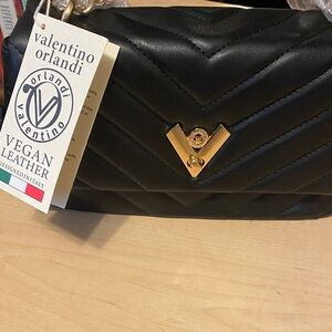 Valentino Orlandi Black Quilted Shoulder Bag